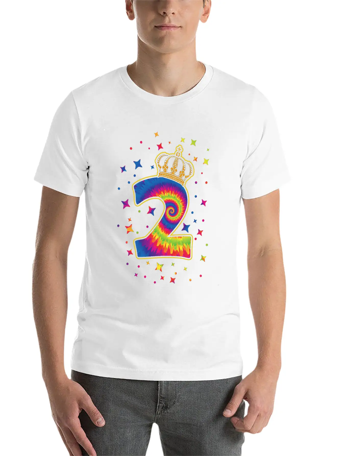 Tie-dye 2nd Birthday Party 2 Years Old Celebrant Unisex Casual T-Shirt – Clean Design For Daily Comfort