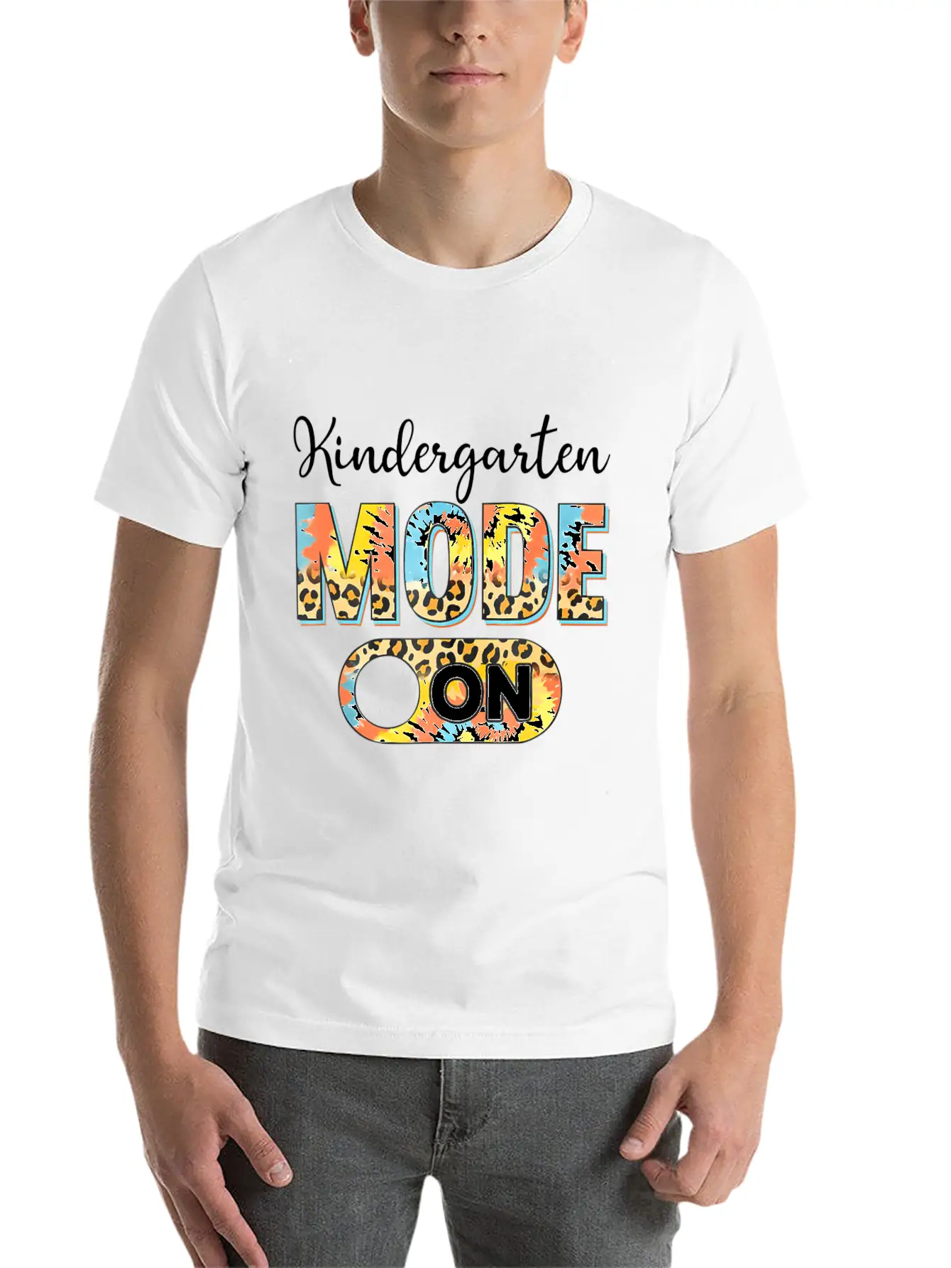 Tie Dye Back To School Kindergarten Mode On Leopar Unisex Casual T-Shirt – Clean Design For Daily Comfort