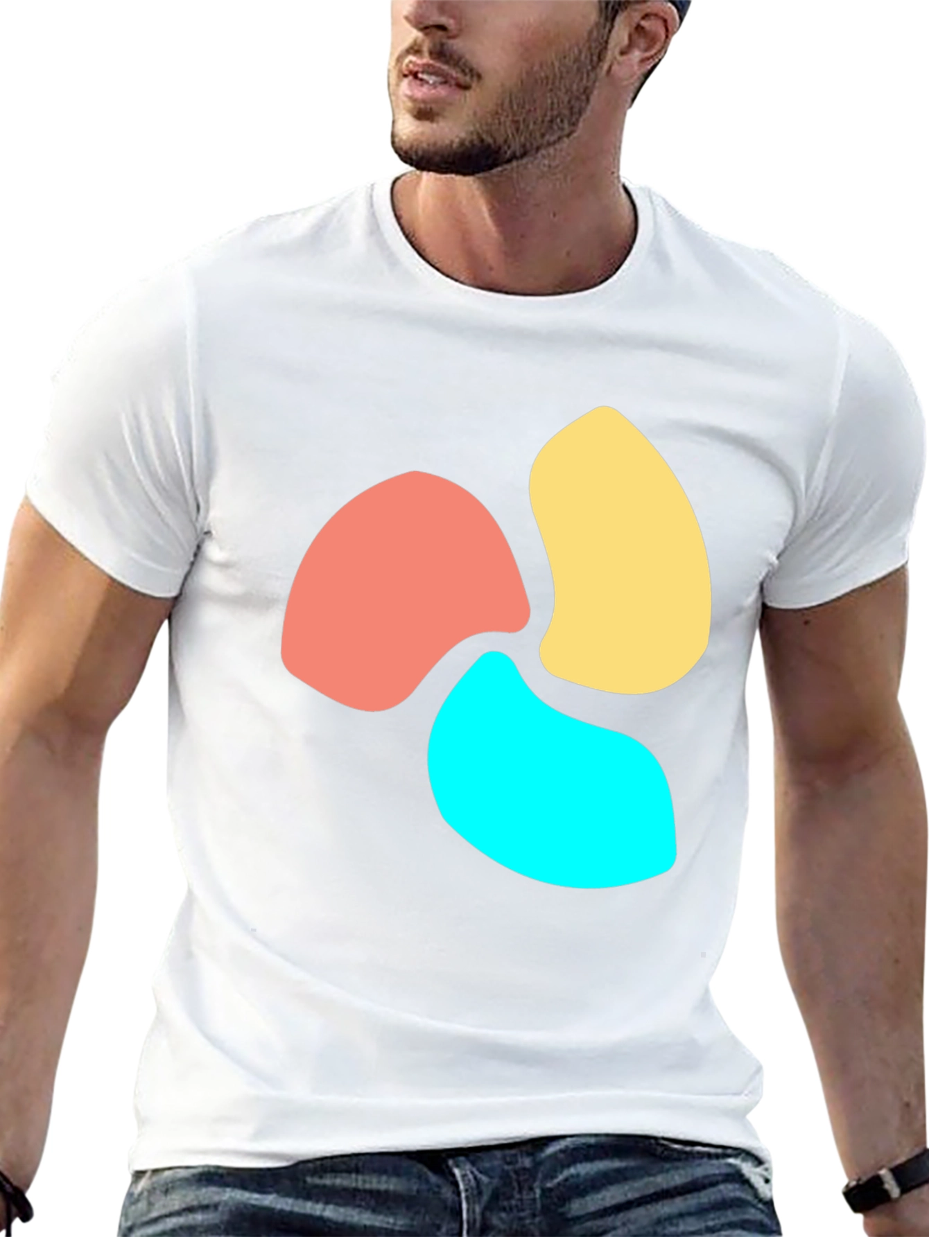 Abstract Petal Design Black T-Shirt