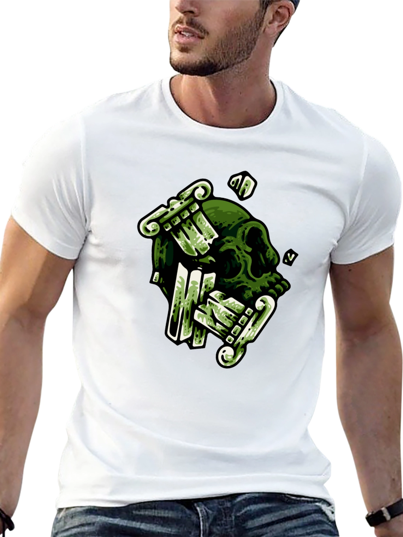 Skull & Columns Graphic Black T-Shirt