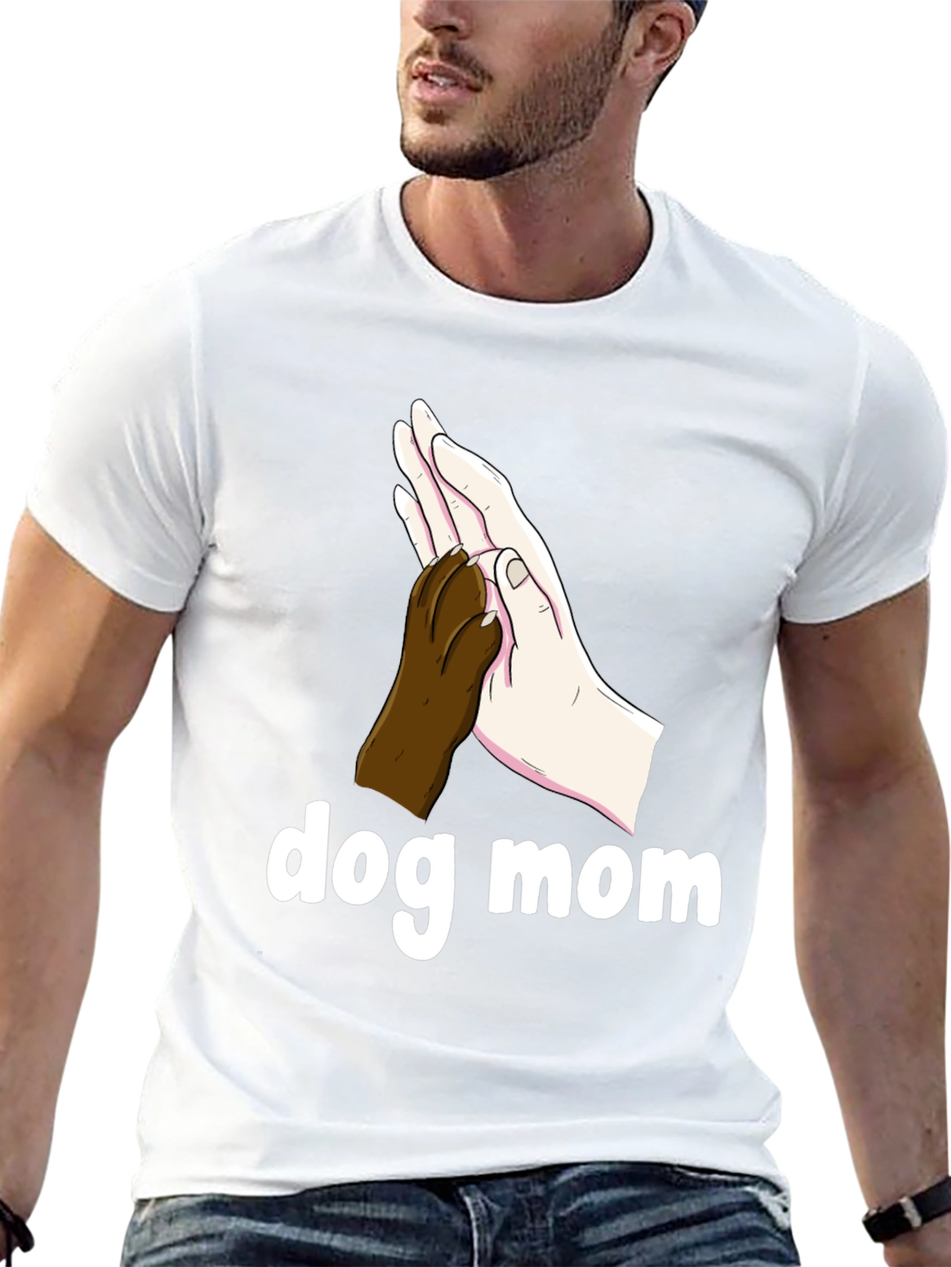 Dog Mom T-Shirt Paw Print High Five Graphic Tee