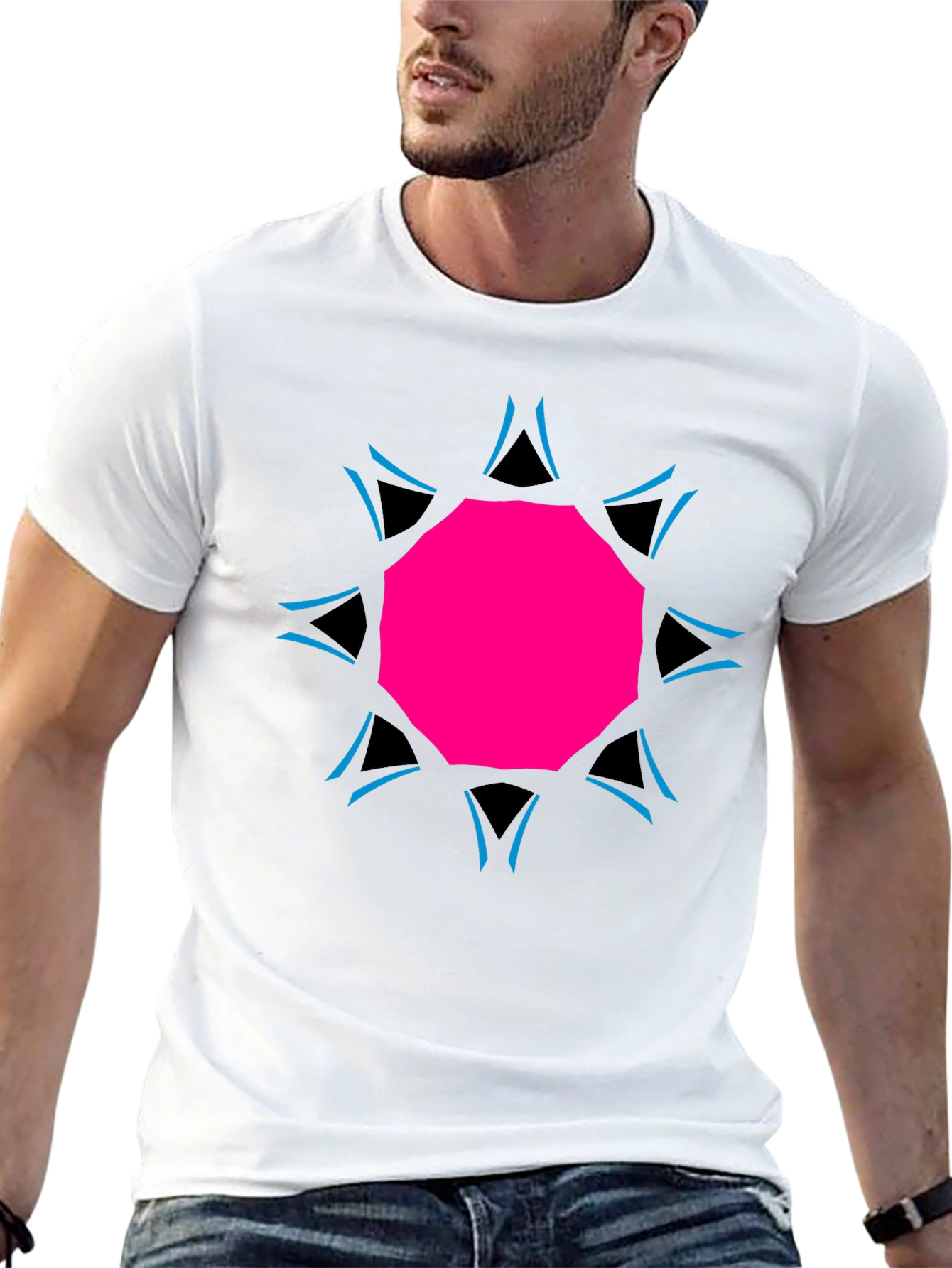 Geometric Print Black Tee