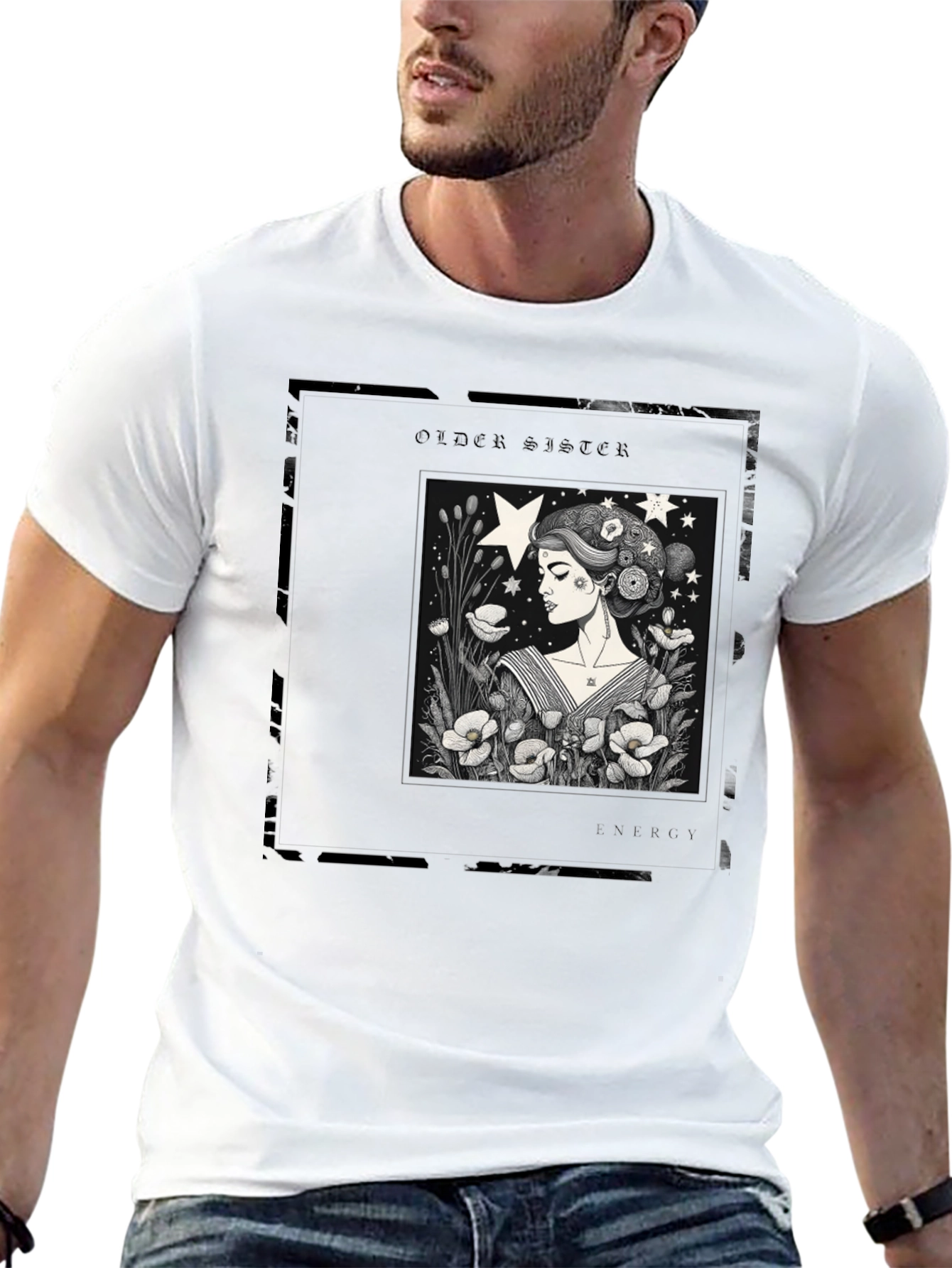 Older Sister Graphic Tee - Black Cotton Blend