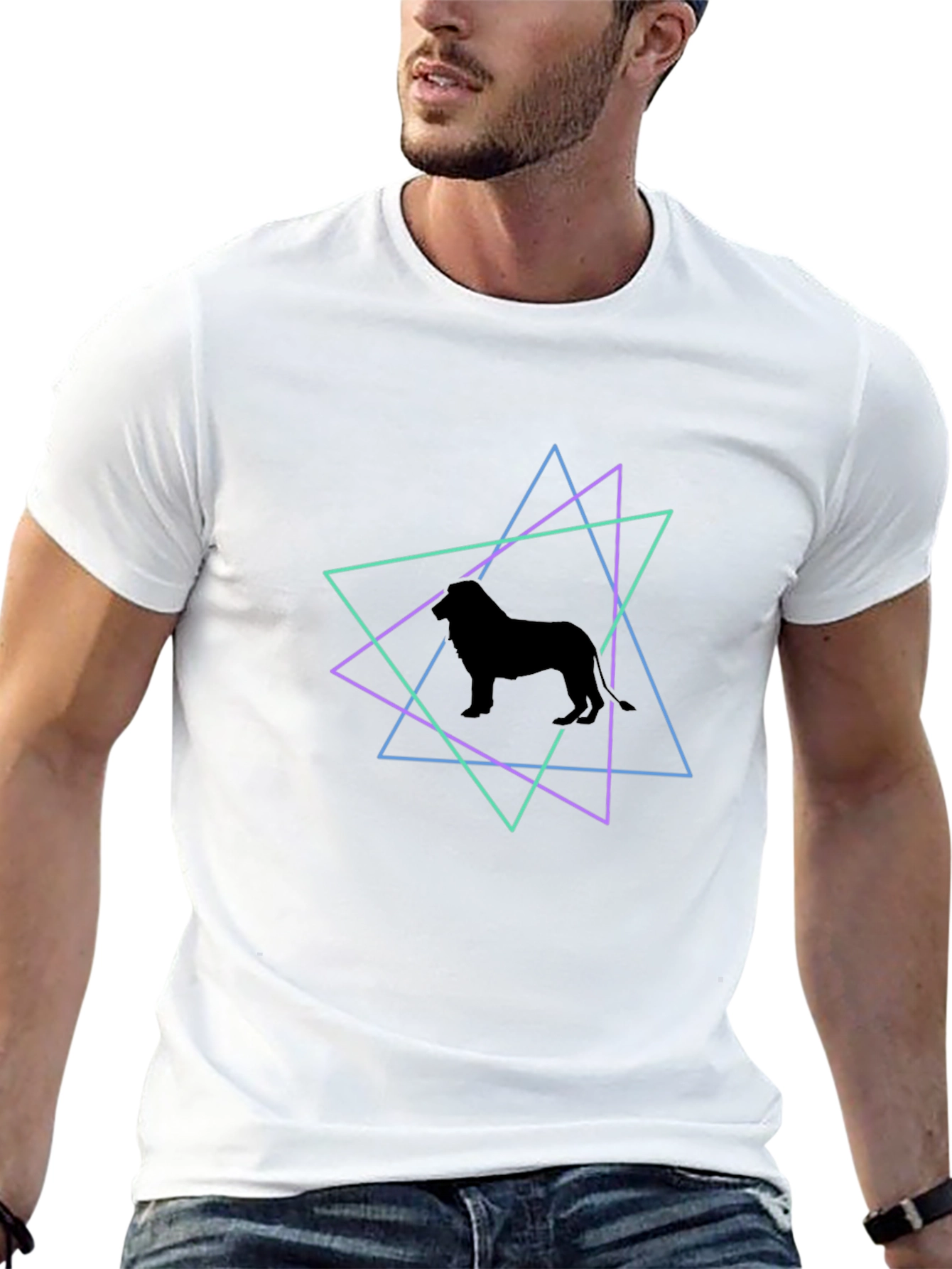 Geometric Dog Silhouette T-Shirt - Black