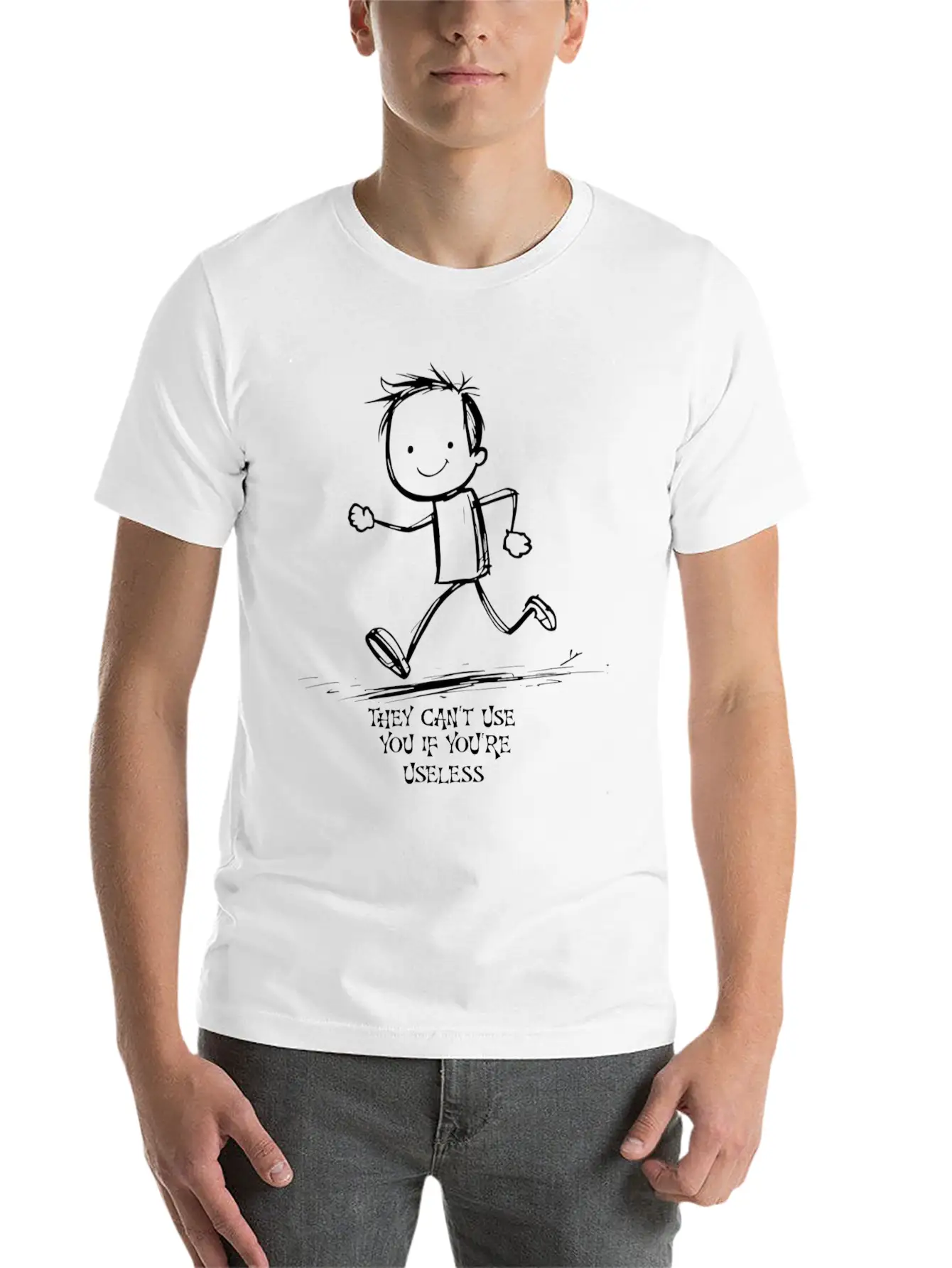 Useless Cartoon Funny Minimalism Unisex Casual T-Shirt – Clean Design For Daily Comfort