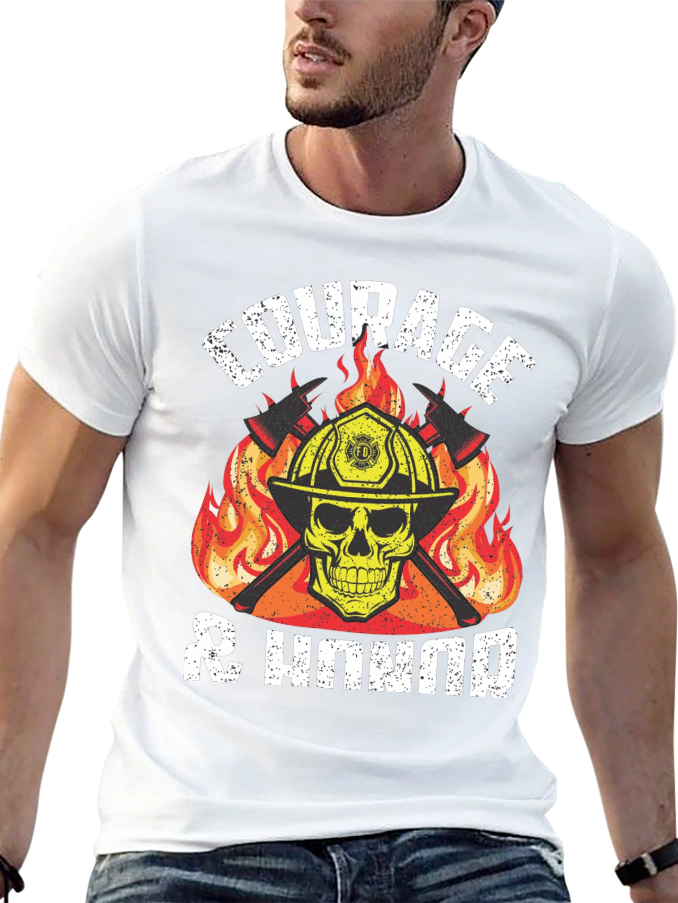 Courage & Honor Firefighter Skull T-Shirt