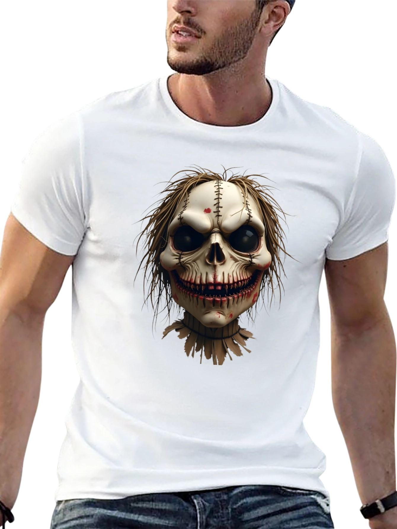 Scary Skull Graphic Tee - Mens Black T-Shirt
