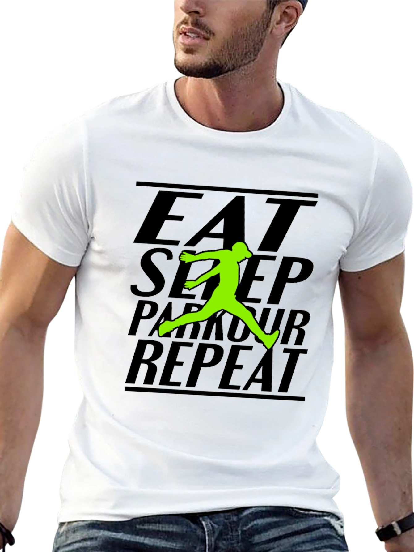 Eat Sleep Parkour Repeat Black Graphic Tee