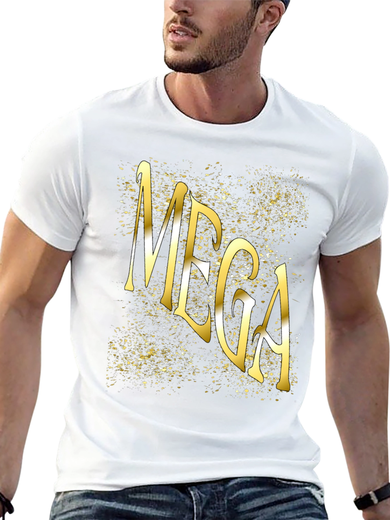 MEGA Gold Print Black Tee