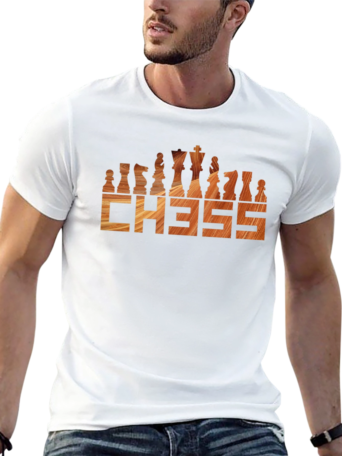 Chess T-Shirt - Wood Grain Design