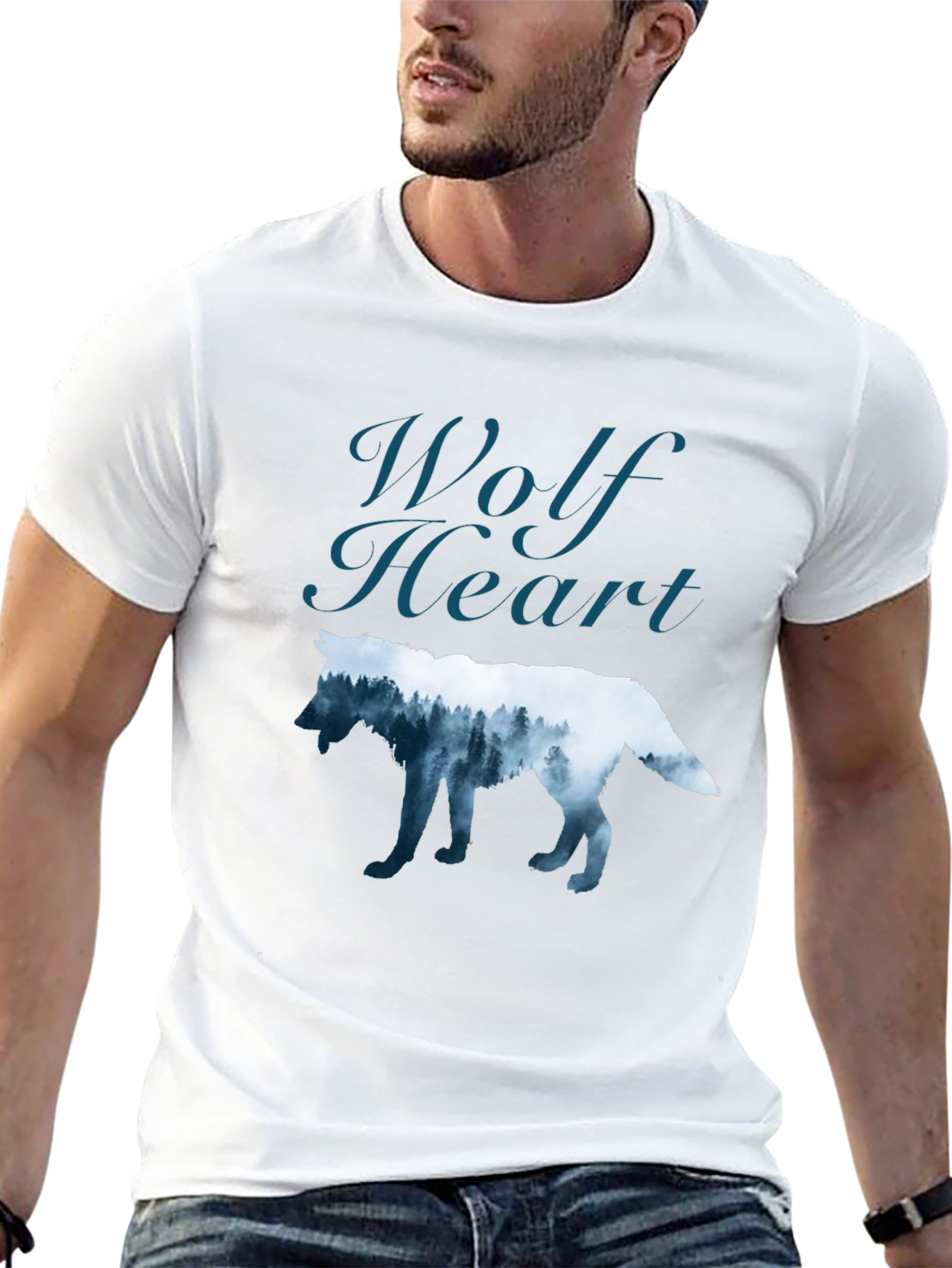 Wolf Heart Graphic T-Shirt - Nature Inspired Design