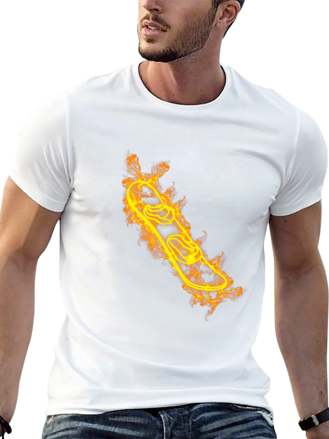 Fiery Skateboarder T-Shirt - Black Cotton Tee
