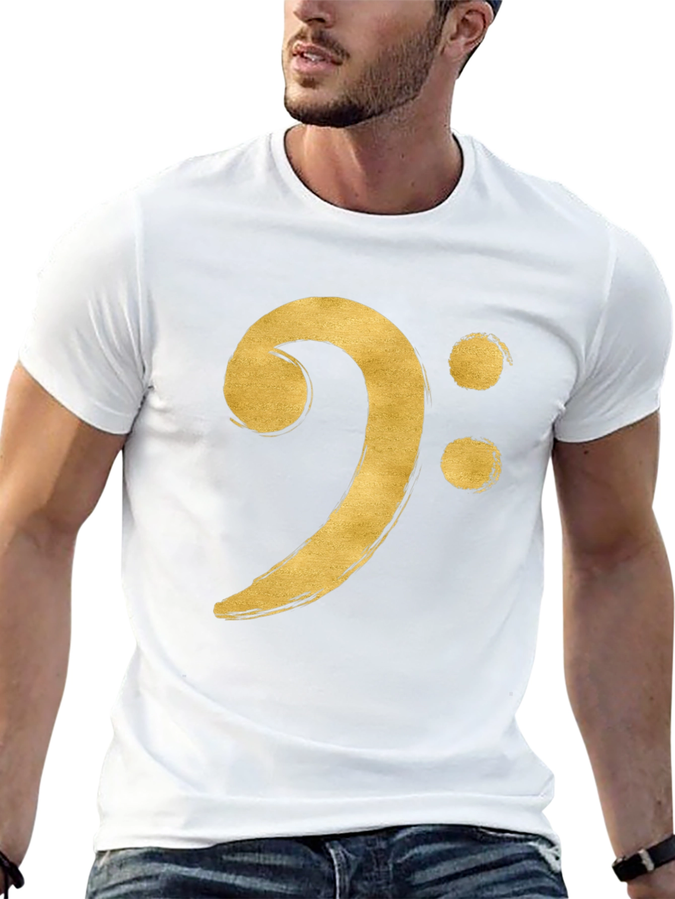 Bass Clef T-Shirt - Musical Golden Style