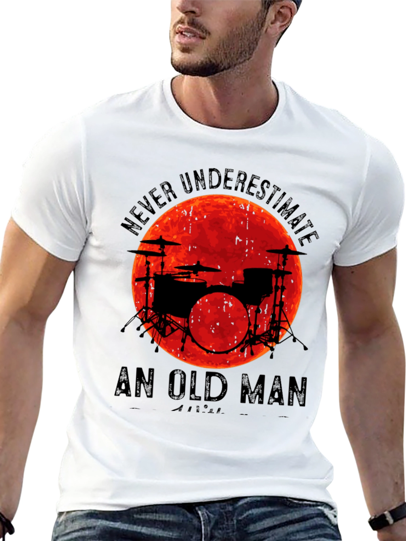 Never Underestimate Old Man Drummer T-Shirt