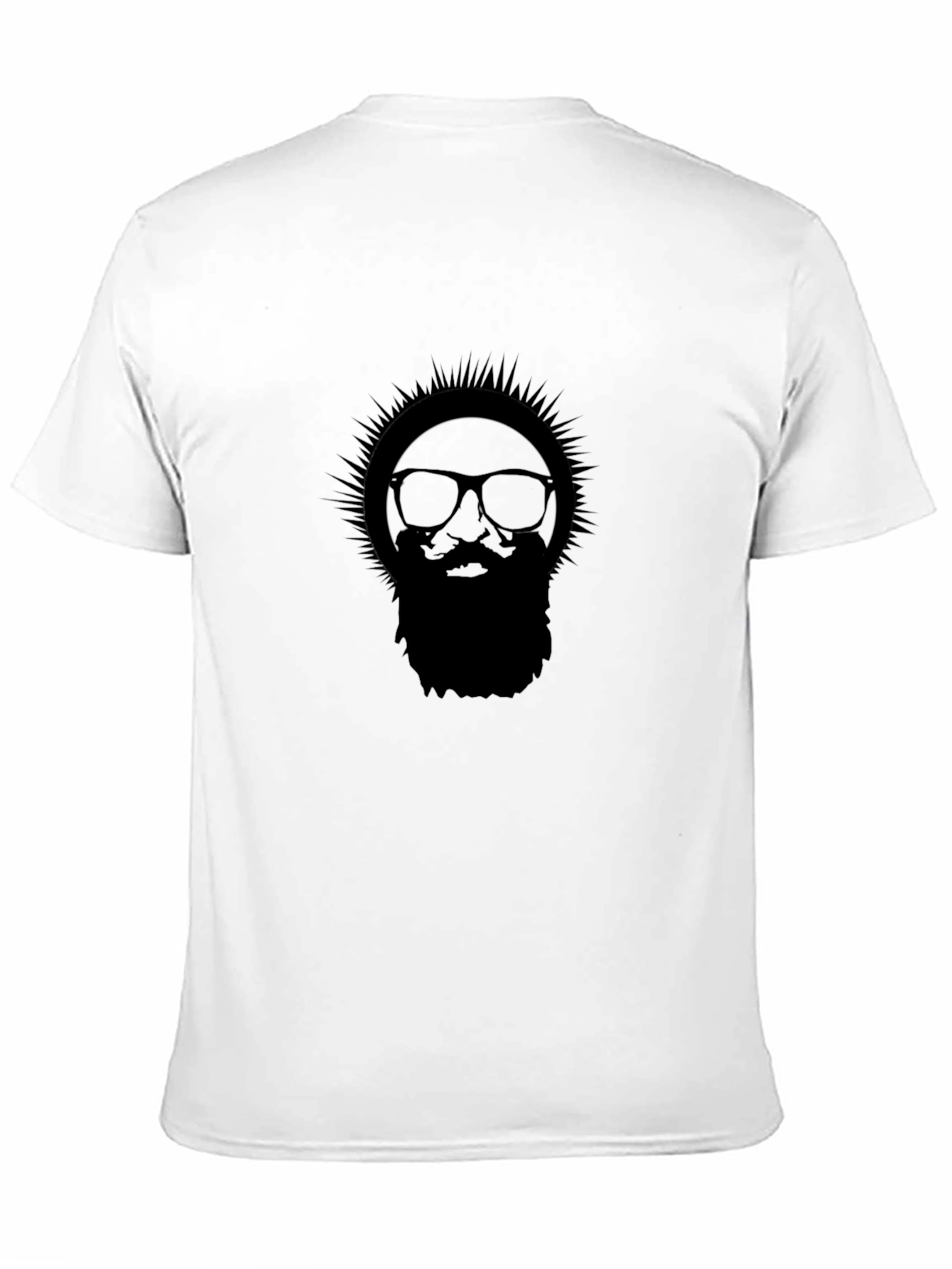 Mens Black Graphic T-Shirt - Bearded Face
