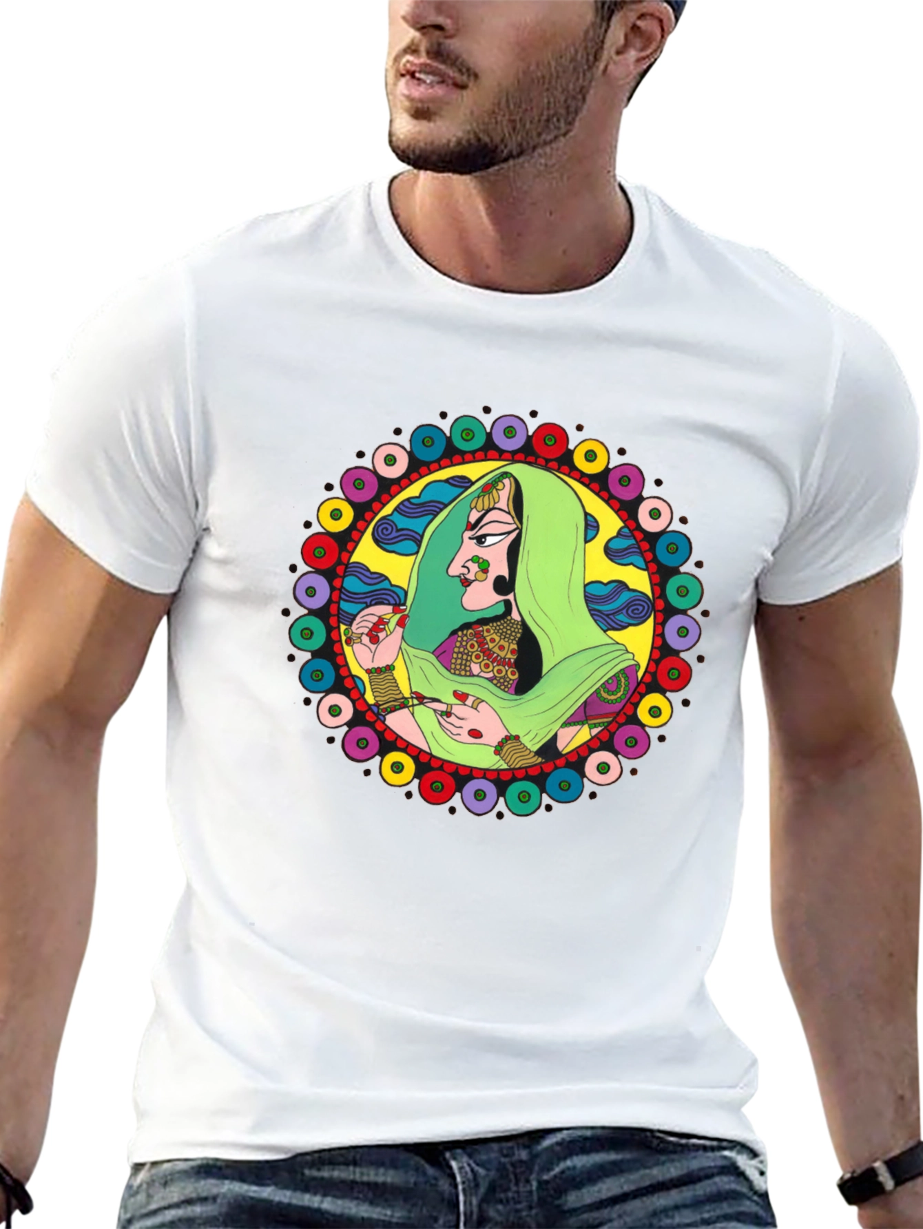 Indian Woman Graphic Tee - Black Cotton T-Shirt