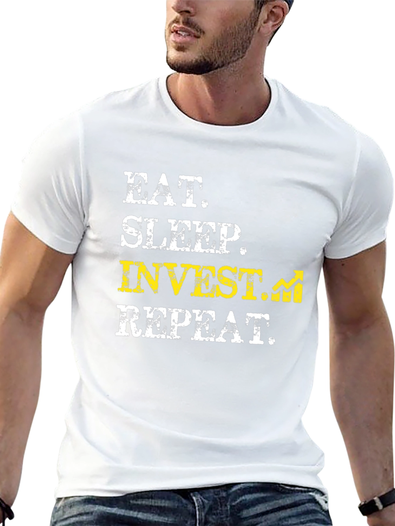 Eat Sleep Invest Repeat Black Graphic Tee