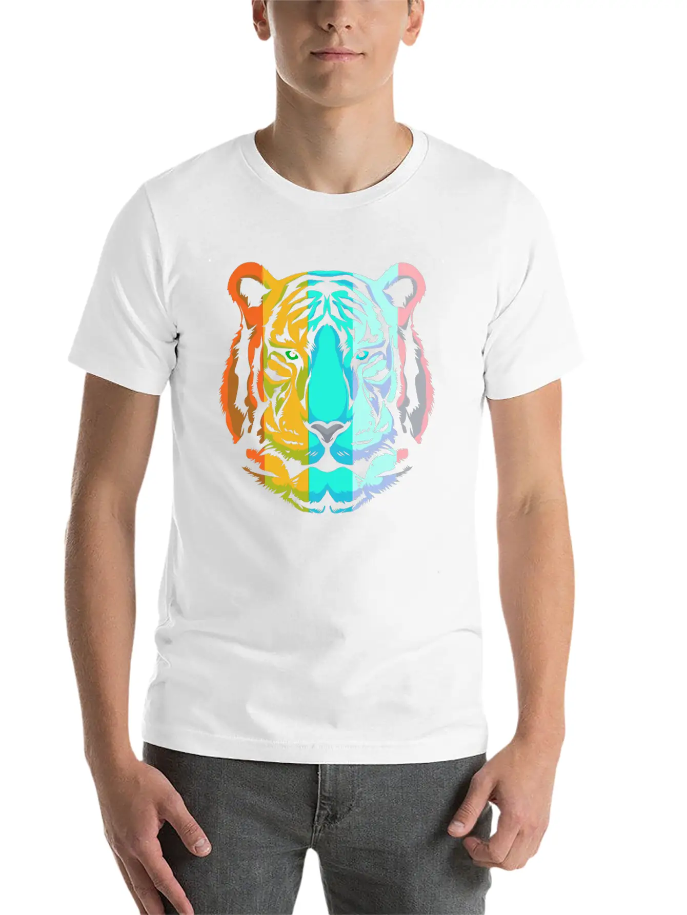 Wild Animal White Tiger Retro Tiger Head Unisex Casual T-Shirt – Clean Design For Daily Comfort