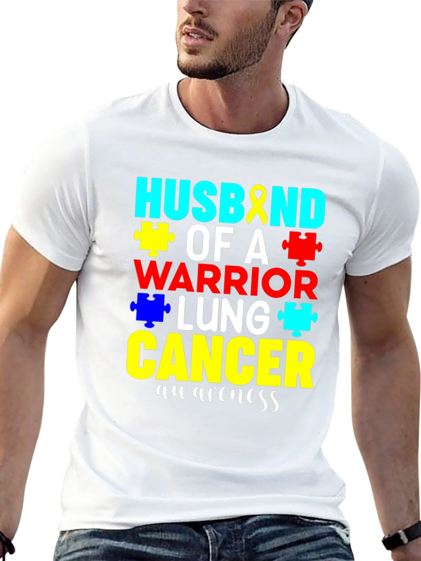 Husband of a Lung Cancer Warrior Awareness T-Shirt