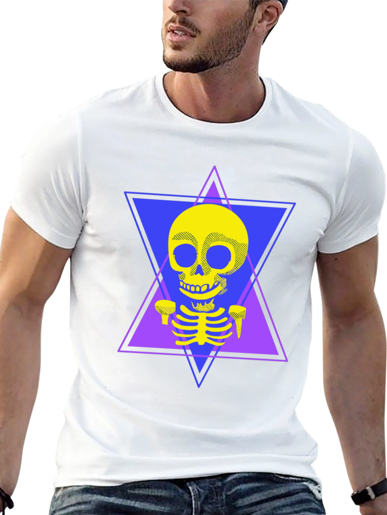Geometric Skeleton T-Shirt - Edgy Graphic Tee