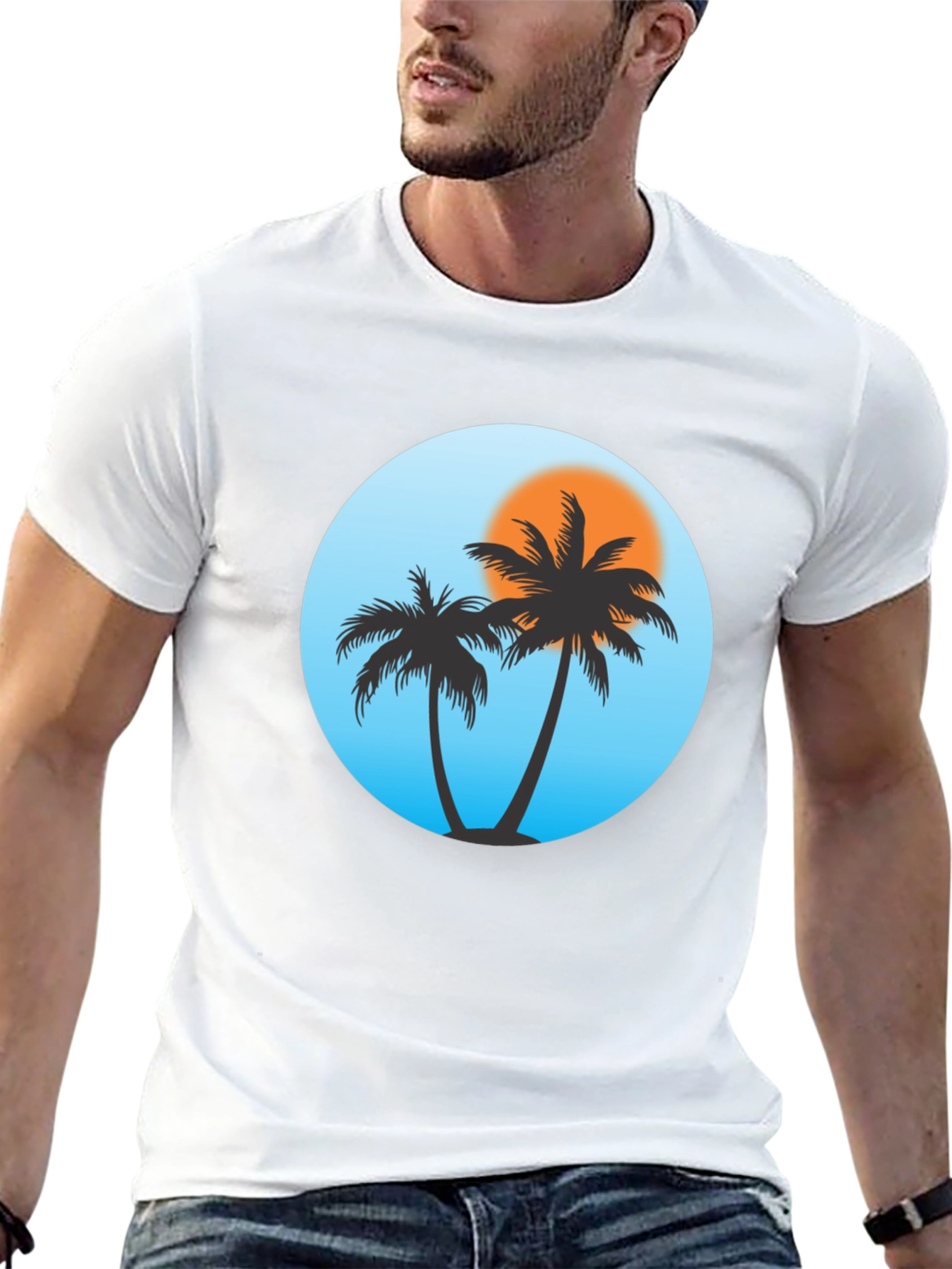 Tropical Palm Tree Black T-Shirt