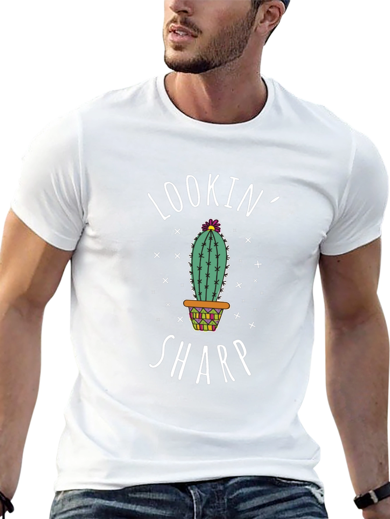 Lookin Sharp Cactus Graphic Tee - Trendy Unisex T-Shirt