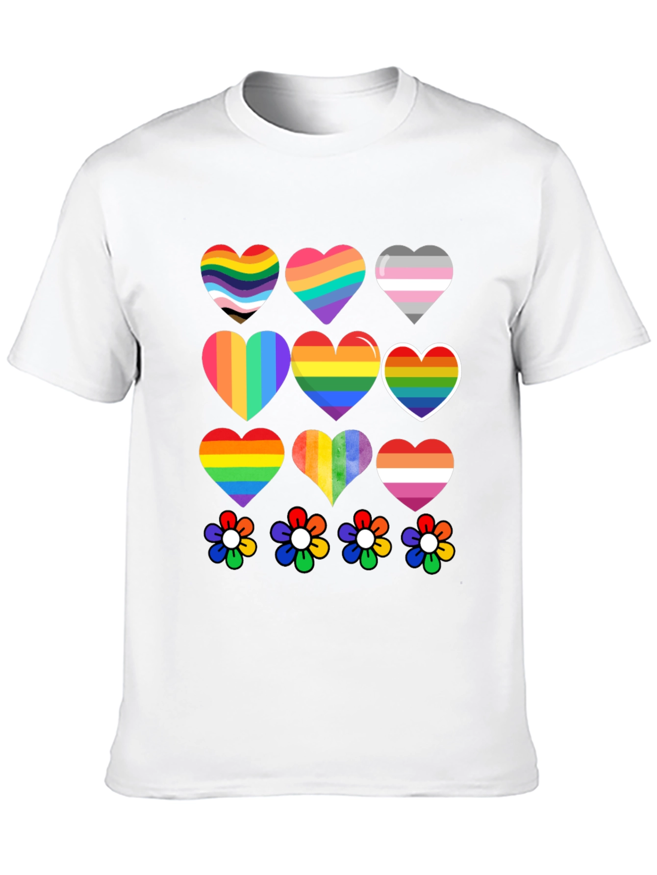 Pride Hearts & Flowers T-Shirt - Black LGBT Tee