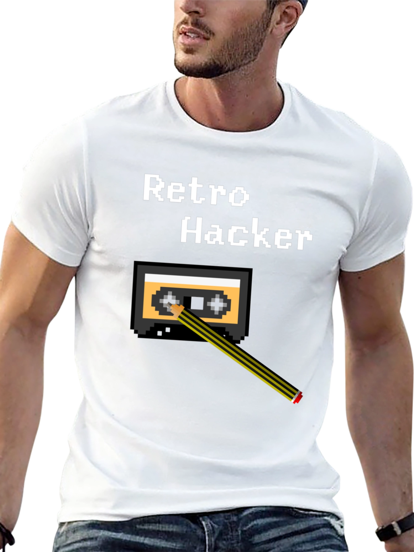 Retro Hacker Pixel Art Cassette Tape T-Shirt