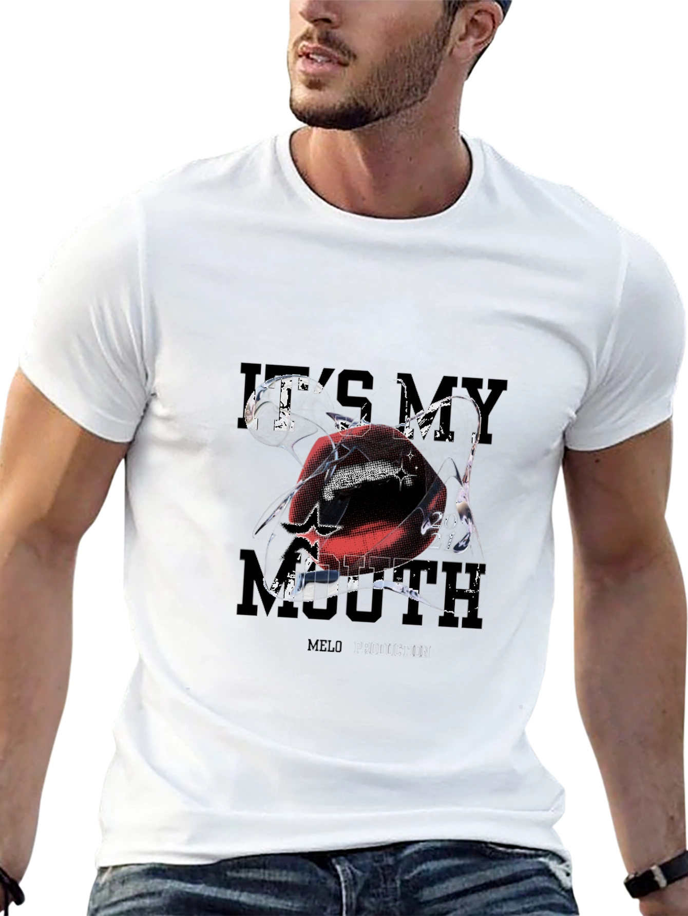 Its My Mouth Melo Graphic Black T-Shirt