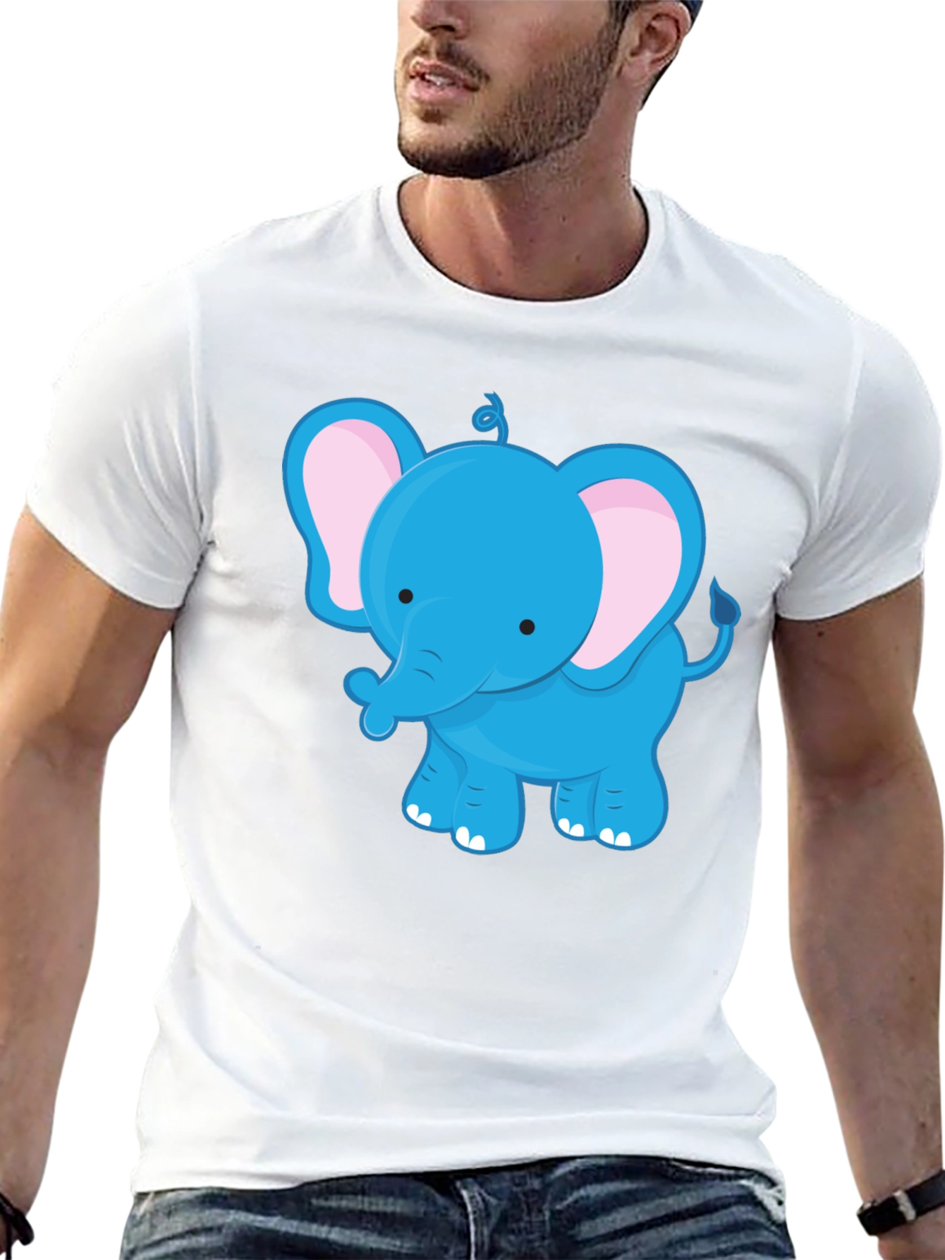 Cute Blue Elephant Graphic Tee - Unisex Black T-Shirt