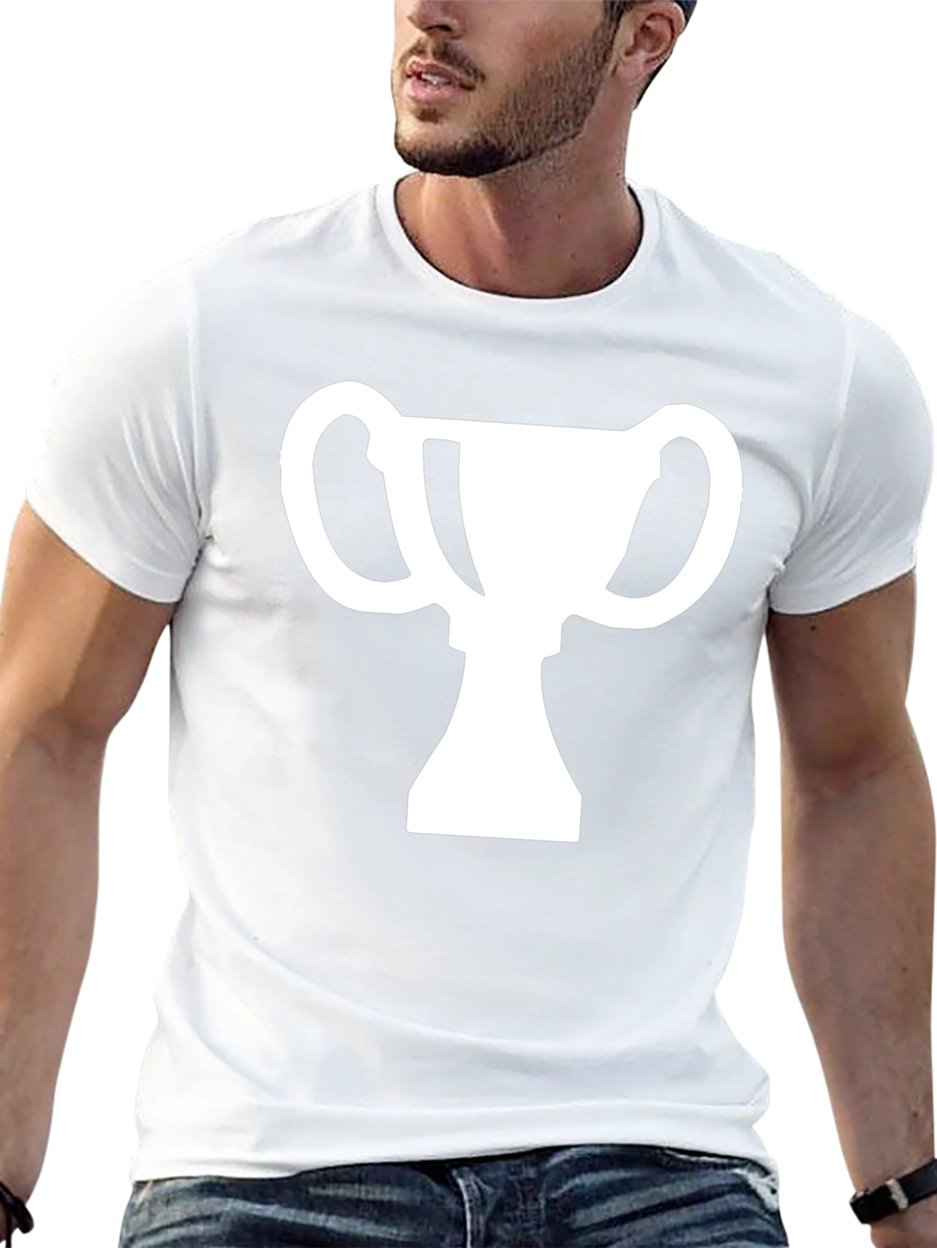 Trophy Graphic Tee - Black Cotton Blend T-Shirt