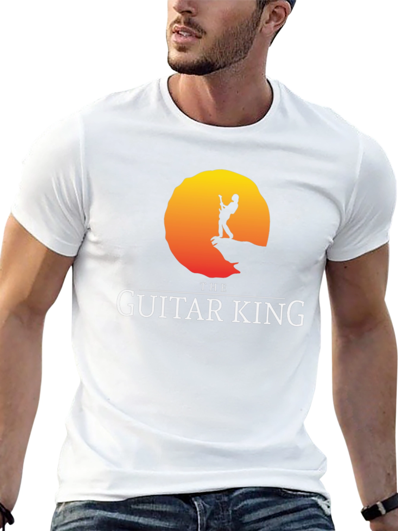 The Guitar King Black T-Shirt Musician Rock Tee