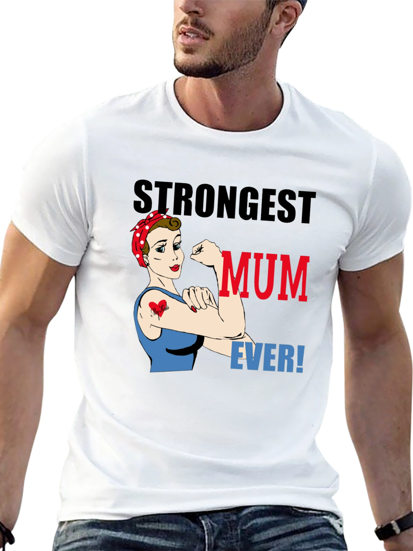 Strongest Mum Ever Graphic T-Shirt - Black