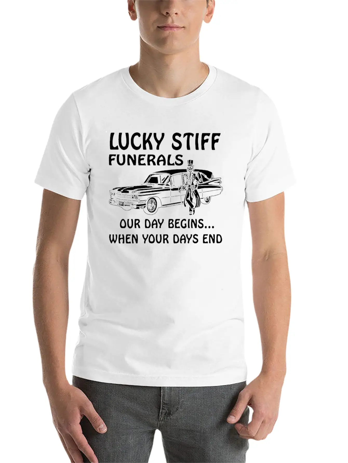 YOUR DAYS END FUNERAL SKULL SKELETON HEARSE Unisex Casual T-Shirt – Clean Design For Daily Comfort