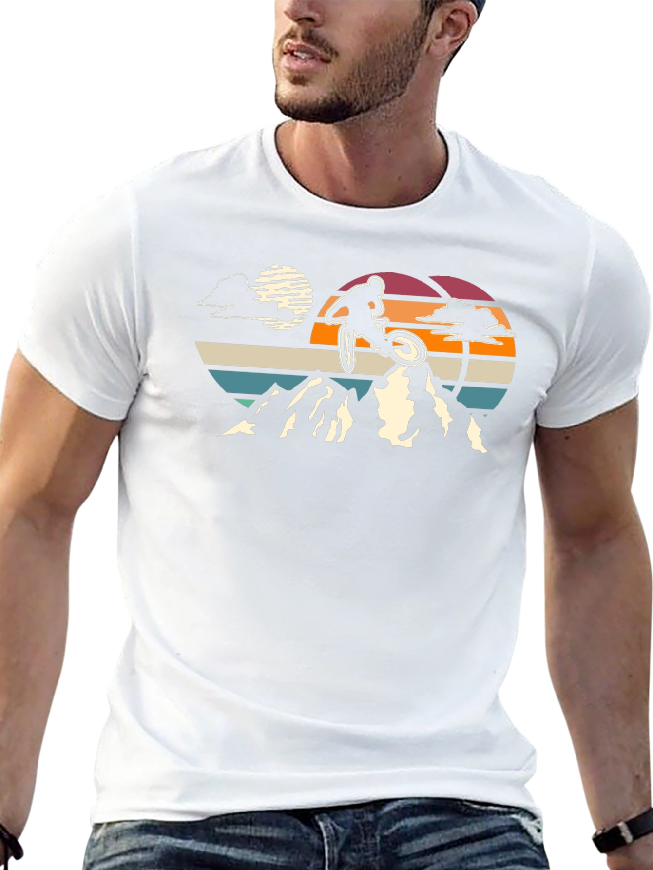 Mountain Biker Sunset Graphic T-Shirt
