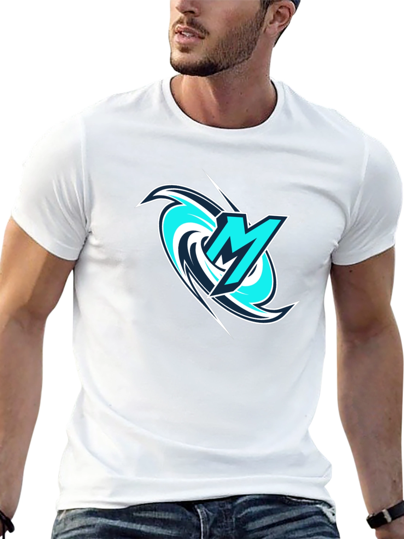 Mens Black Tee with Stylish M Logo