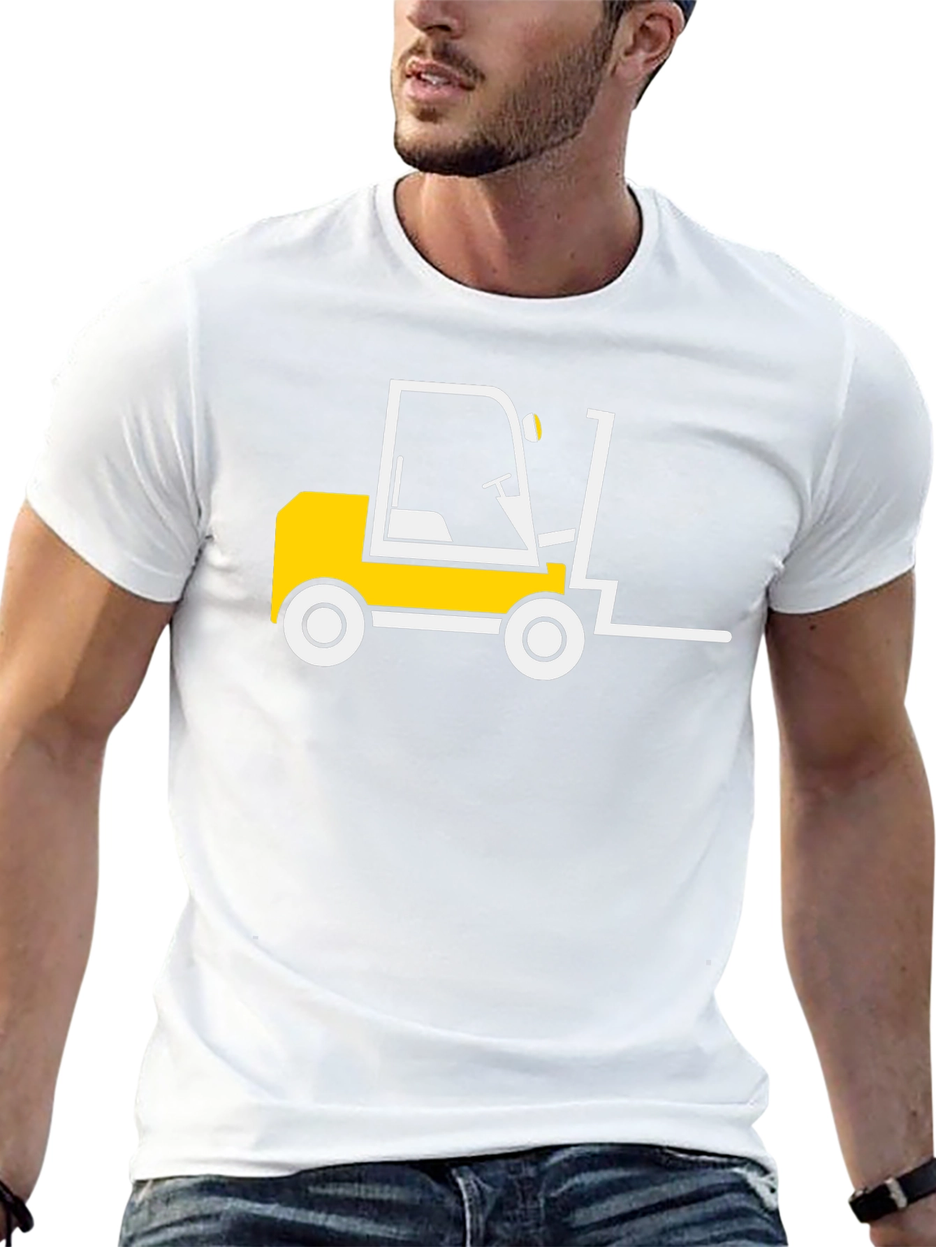 Forklift Graphic Tee - Black Cotton T-Shirt