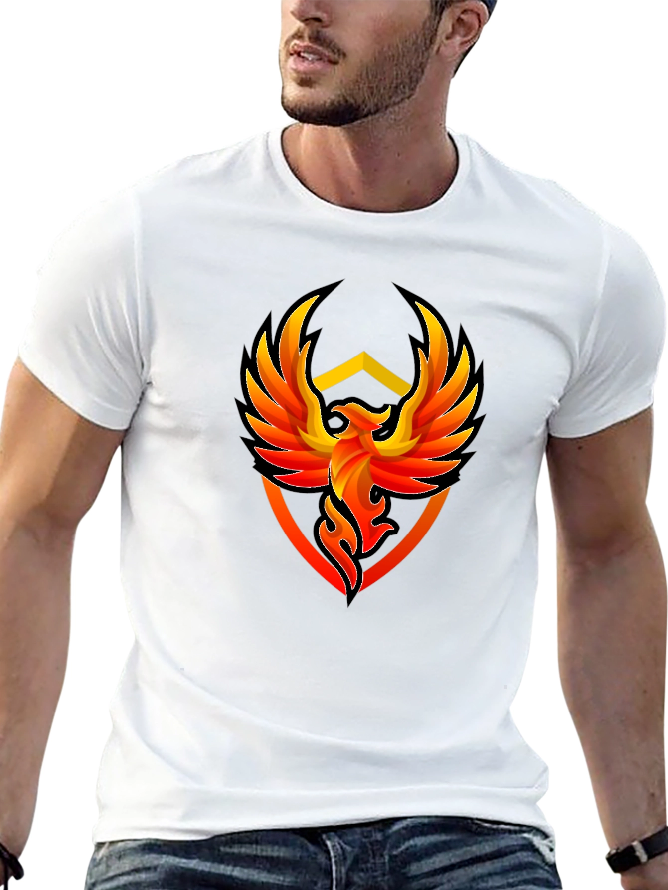 Phoenix Emblem Graphic Tee - Black Cotton T-Shirt