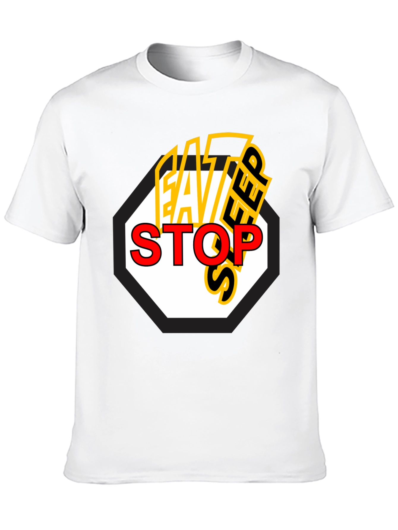 Eat Sleep Stop Mens Black Graphic Tee