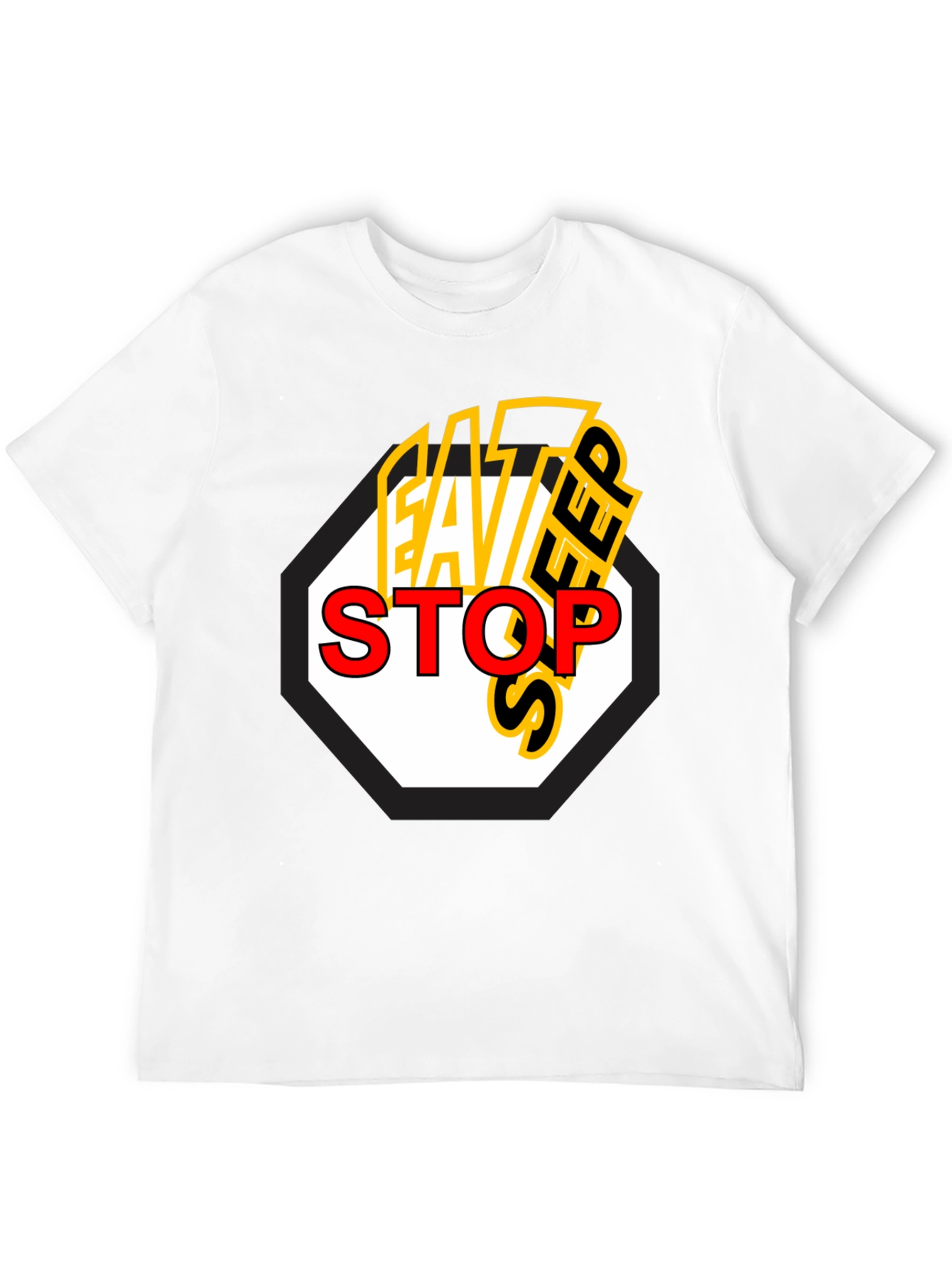 Eat Sleep Stop Mens Black Graphic Tee