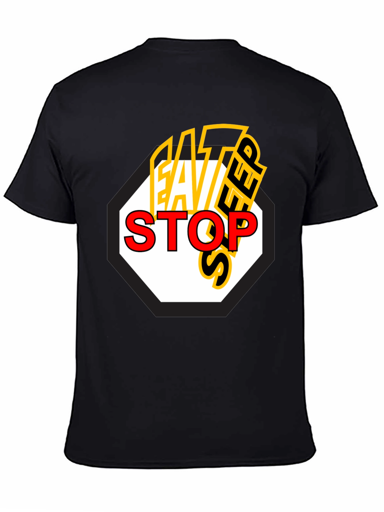 Eat Sleep Stop Mens Black Graphic Tee