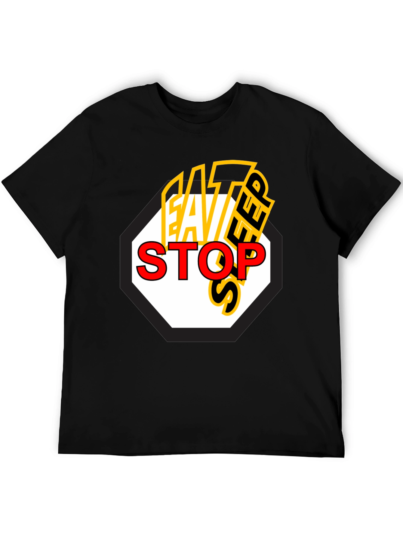 Eat Sleep Stop Mens Black Graphic Tee