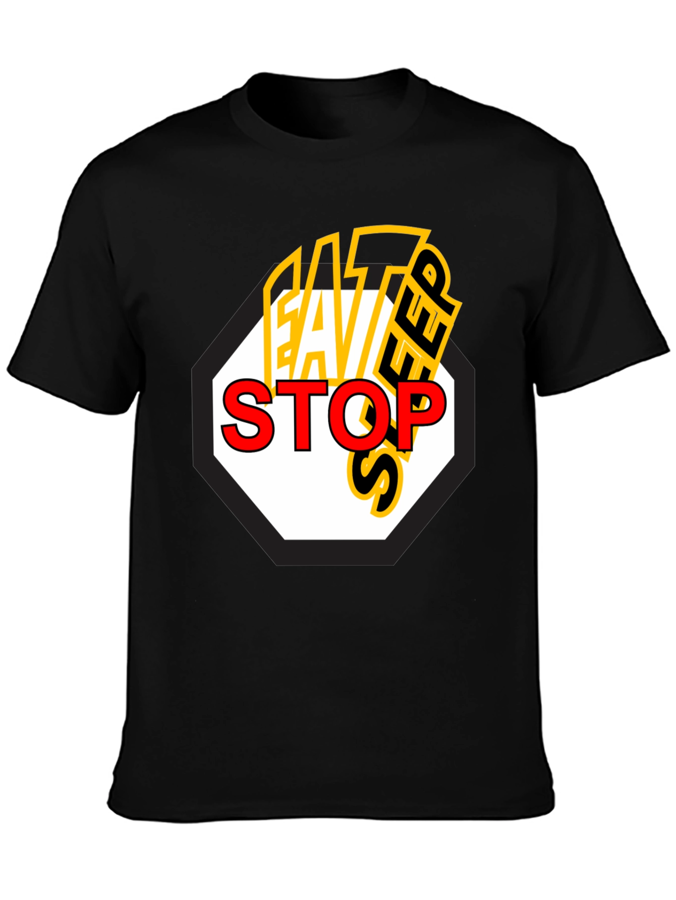 Eat Sleep Stop Mens Black Graphic Tee