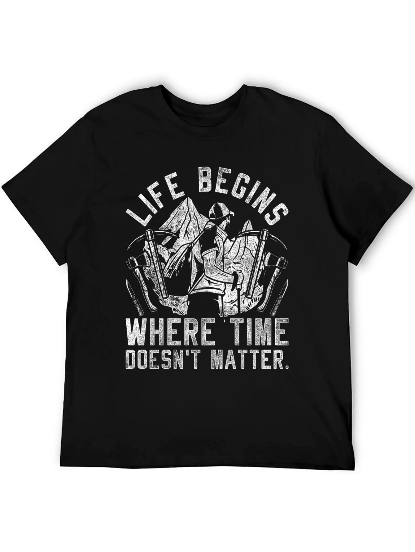 Life Begins Outdoors Black Graphic Tee