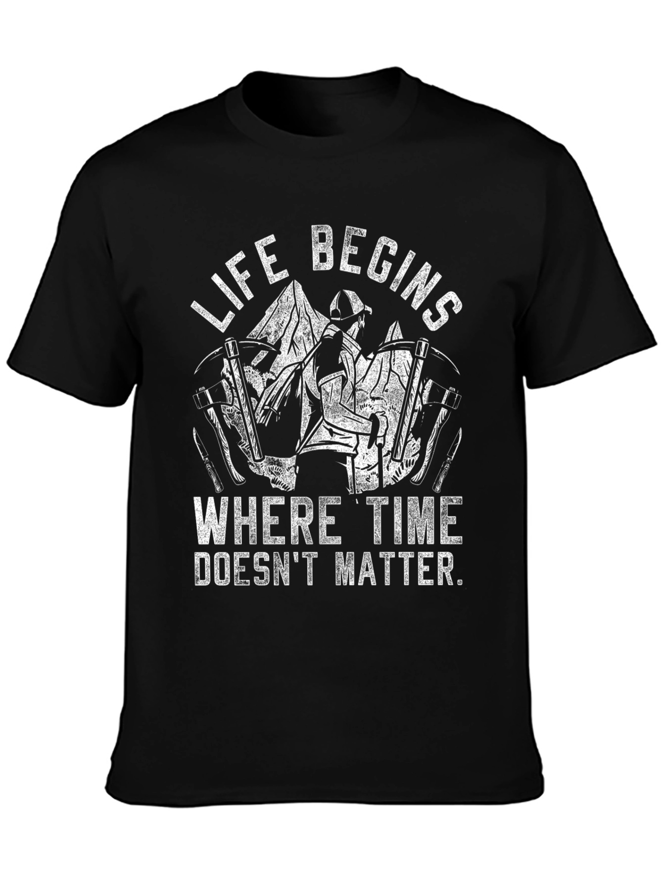 Life Begins Outdoors Black Graphic Tee