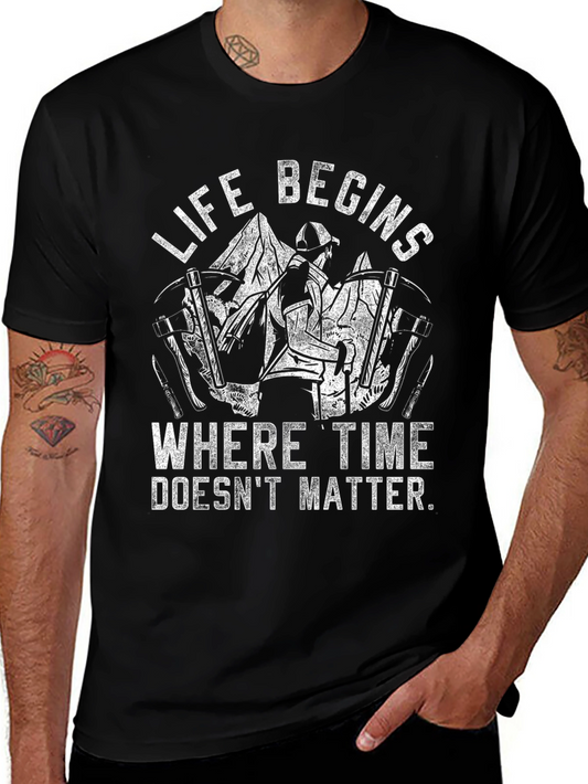 Life Begins Outdoors Black Graphic Tee
