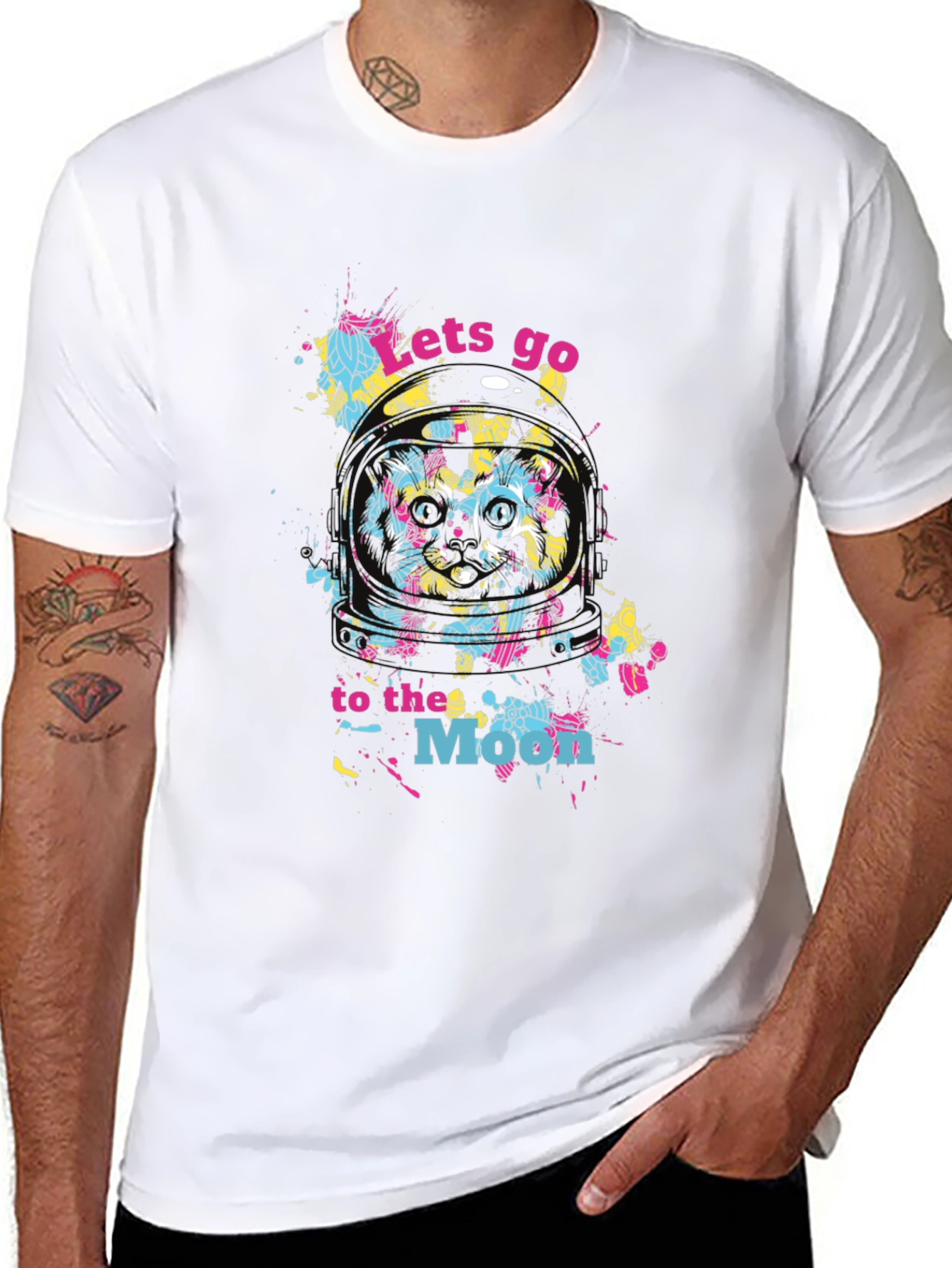 Cosmic Cat T-Shirt - Lets Go To The Moon!