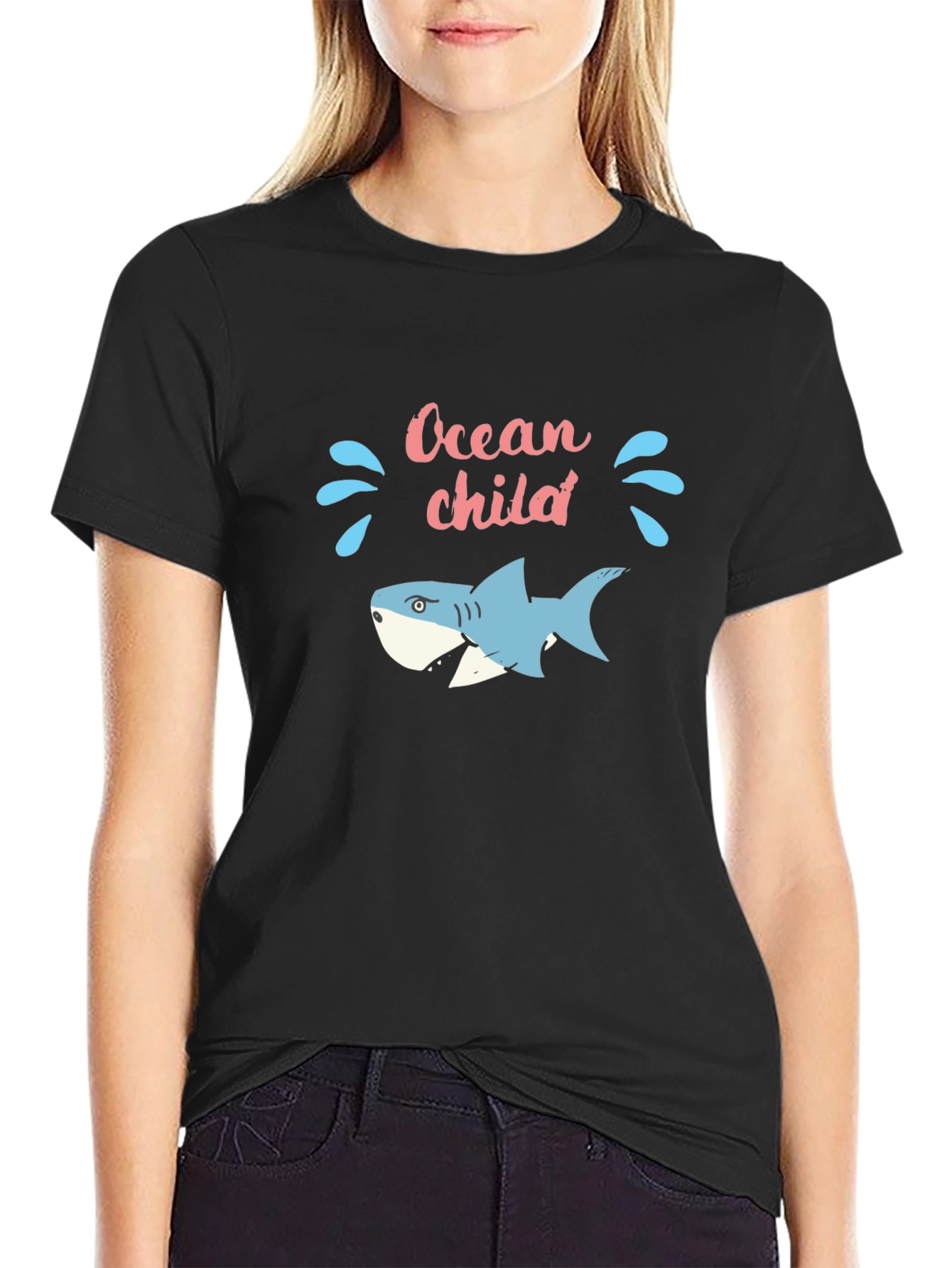 Ocean Child Graphic Tee - Black Cotton T-Shirt