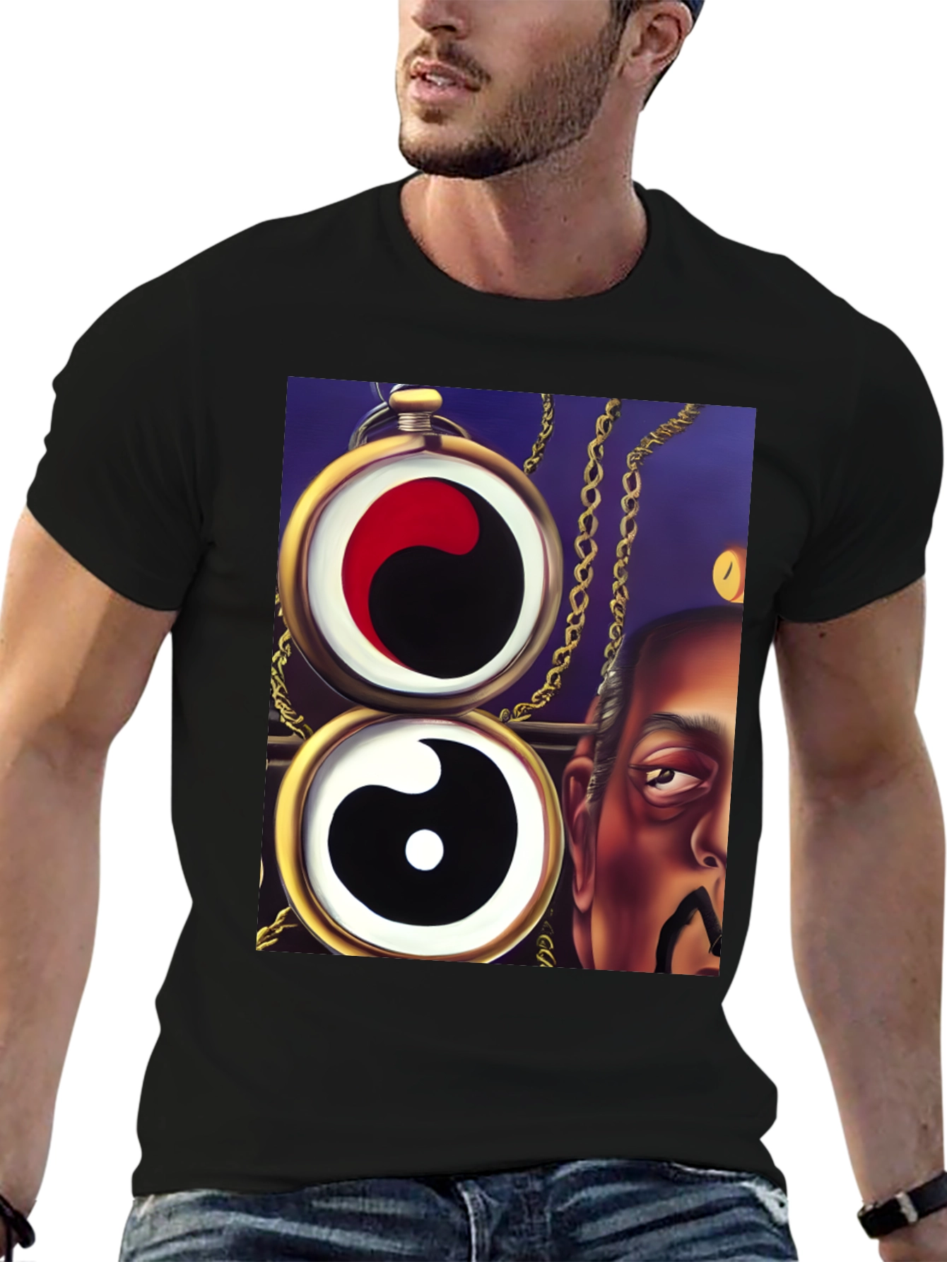 Yin Yang Pocket Watch Graphic Tee - Unique Design