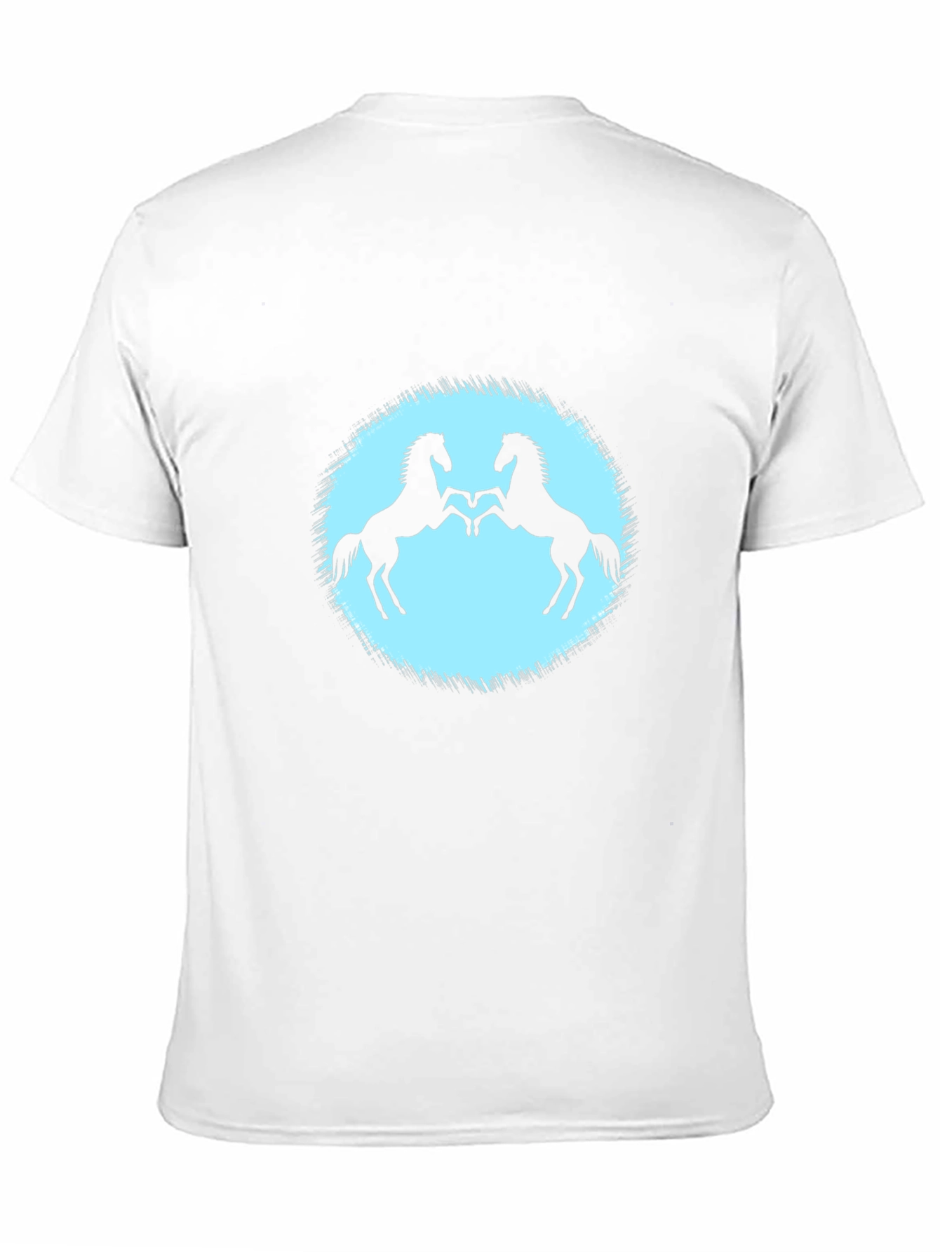 Black T-Shirt with Two Horses Design